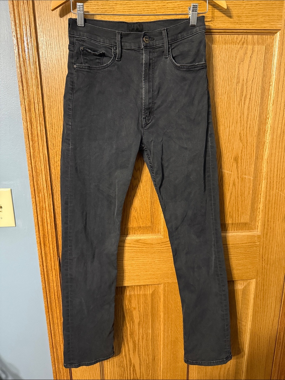 MOTHER High Waisted Rider Skimp Not Guilty Straight Leg Jean Black